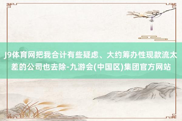 J9体育网把我合计有些疑虑、大约筹办性现款流太差的公司也去除-九游会(中国区)集团官方网站