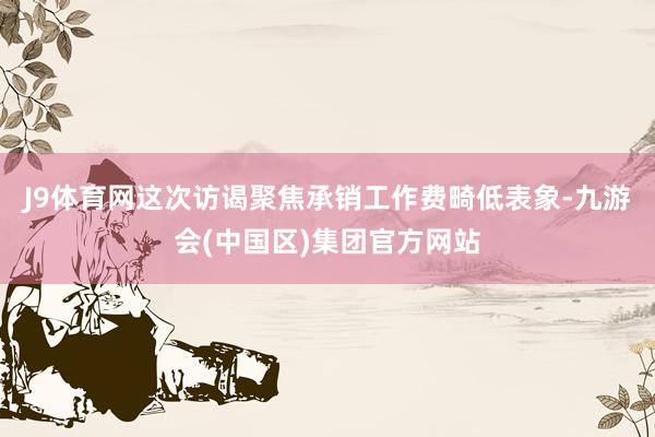 J9体育网这次访谒聚焦承销工作费畸低表象-九游会(中国区)集团官方网站