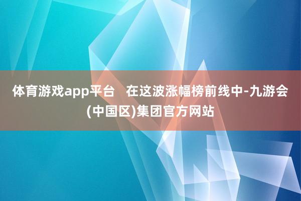 体育游戏app平台   在这波涨幅榜前线中-九游会(中国区)集团官方网站