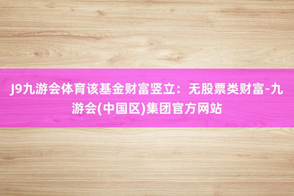 J9九游会体育该基金财富竖立：无股票类财富-九游会(中国区)集团官方网站