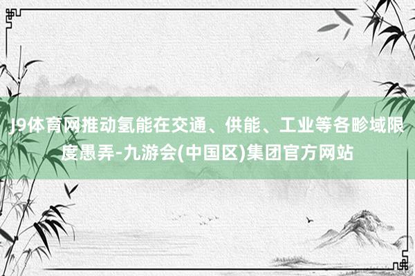 J9体育网推动氢能在交通、供能、工业等各畛域限度愚弄-九游会(中国区)集团官方网站