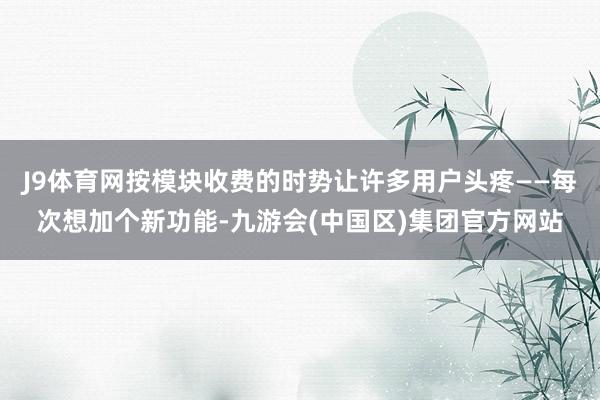 J9体育网按模块收费的时势让许多用户头疼——每次想加个新功能-九游会(中国区)集团官方网站